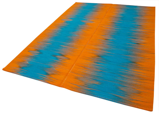 7x9 Orange Contemporary Kilim Rug - 21947