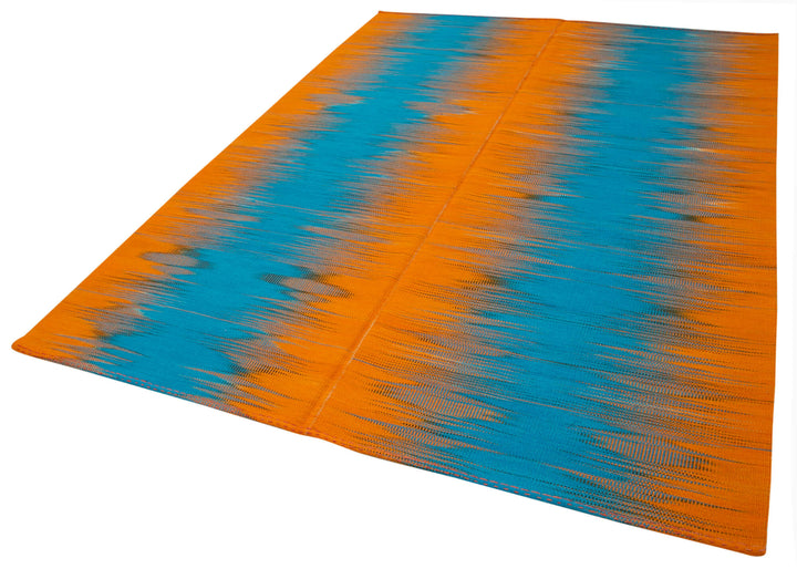 7x9 Orange Contemporary Kilim Rug - 21947