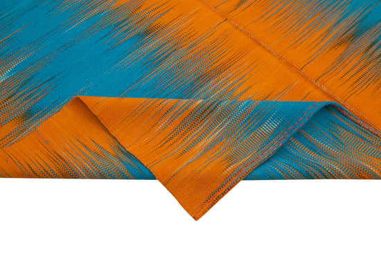 7x9 Orange Contemporary Kilim Rug - 21947