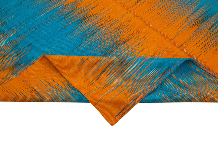 7x9 Orange Contemporary Kilim Rug - 21947