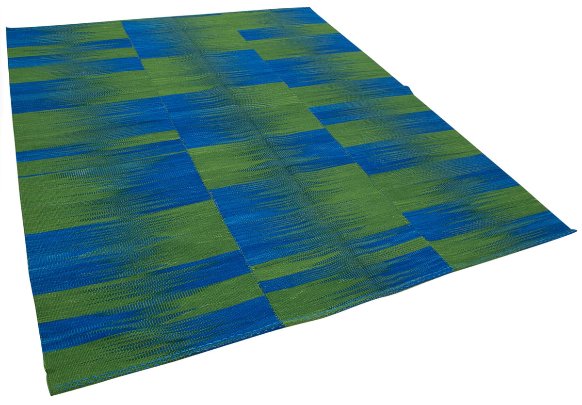 7x8 Blue Contemporary Kilim Rug - 21949