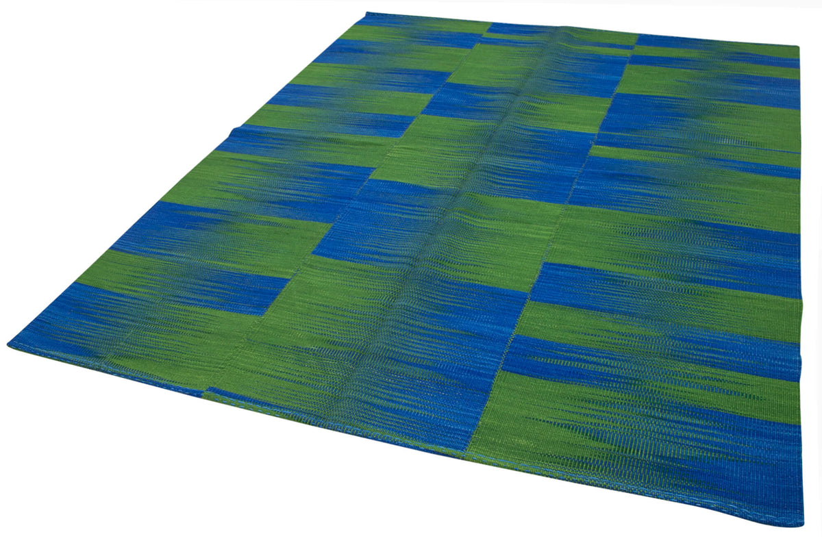 7x8 Blue Contemporary Kilim Rug - 21949