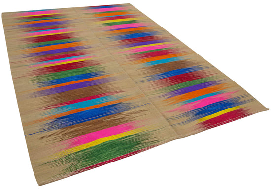 7x9 Multicolor Contemporary Kilim Rug - 21950