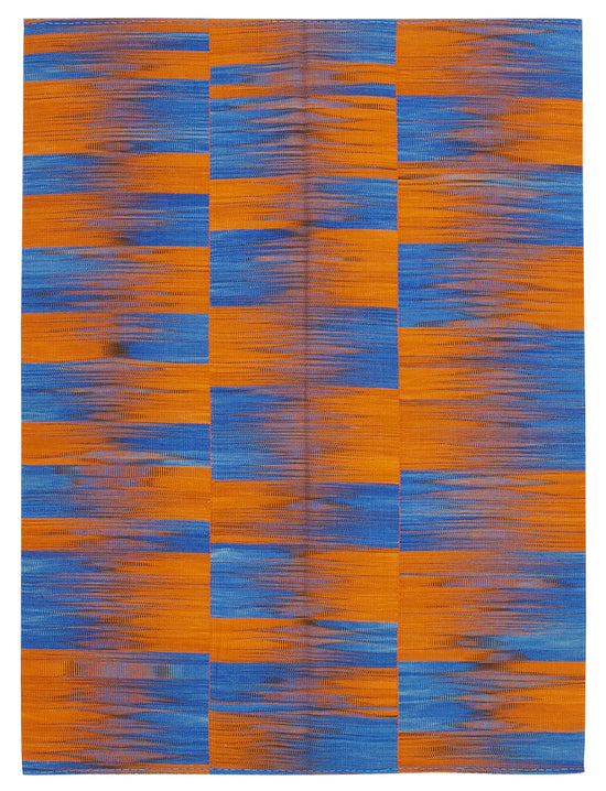 7x9 Orange Contemporary Kilim Rug - 21952