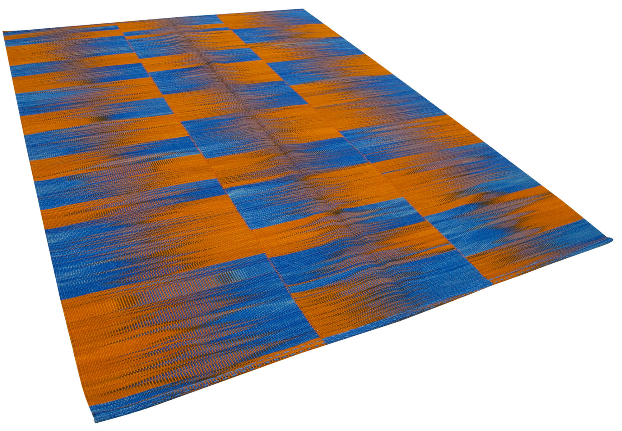 7x9 Orange Contemporary Kilim Rug - 21952