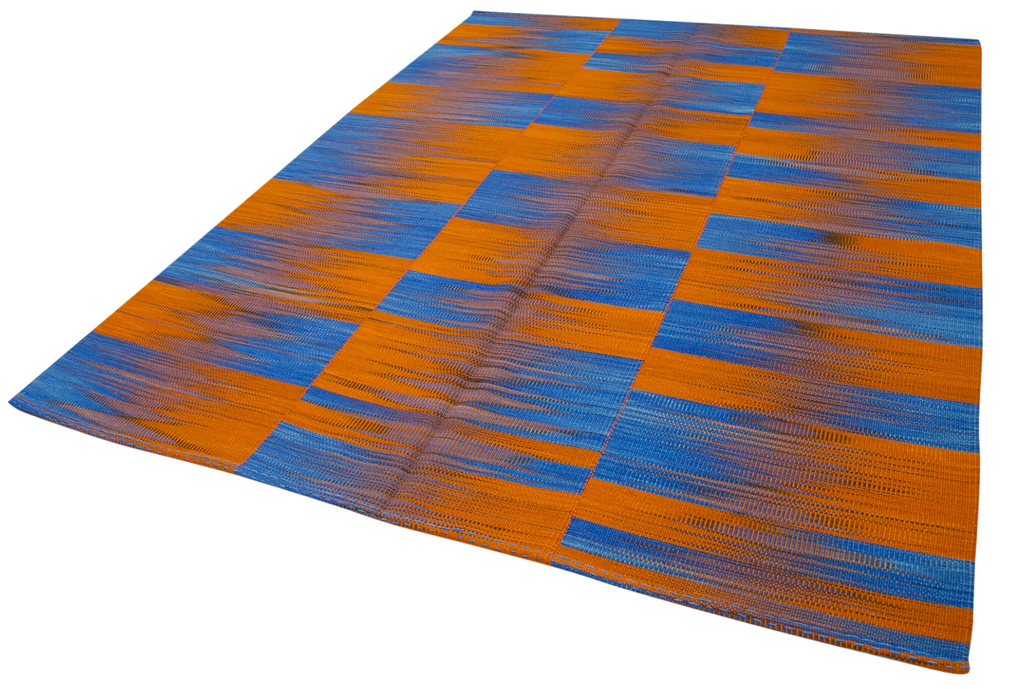 7x9 Orange Contemporary Kilim Rug - 21952
