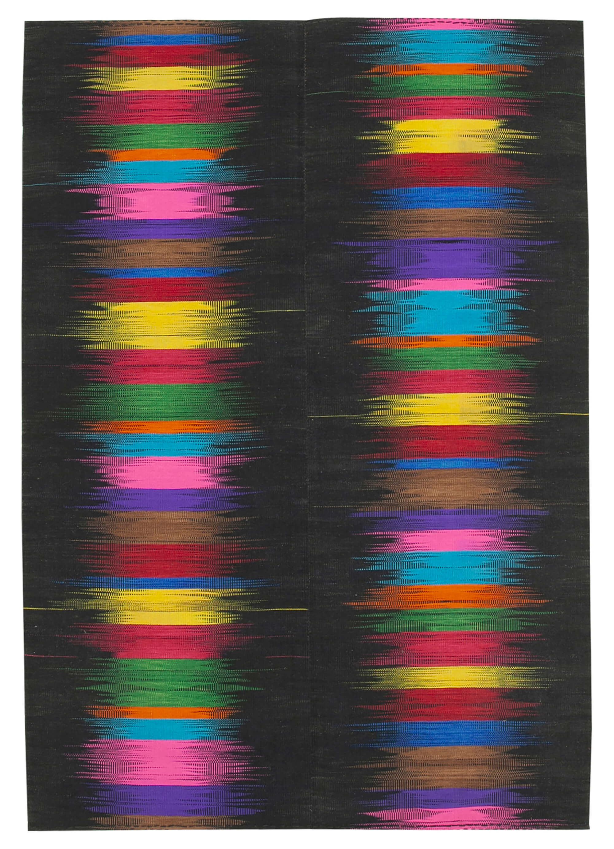 7x10 Black Contemporary Kilim Rug - 21955
