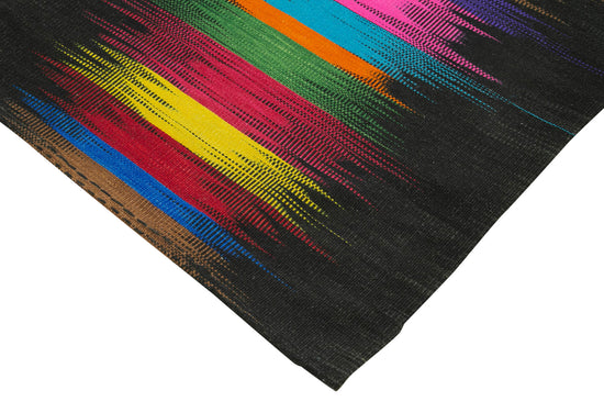 7x10 Black Contemporary Kilim Rug - 21955