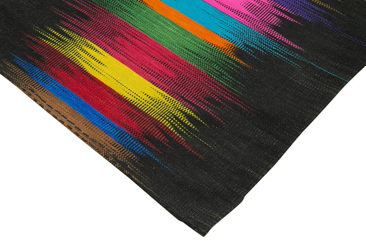 7x10 Black Contemporary Kilim Rug - 21955