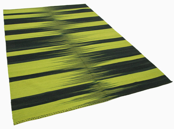 6x9 Green Contemporary Kilim Rug - 21956