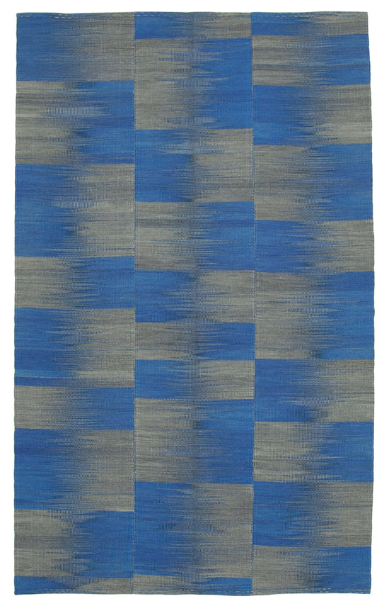 6x11 Blue Contemporary Kilim Rug - 21957