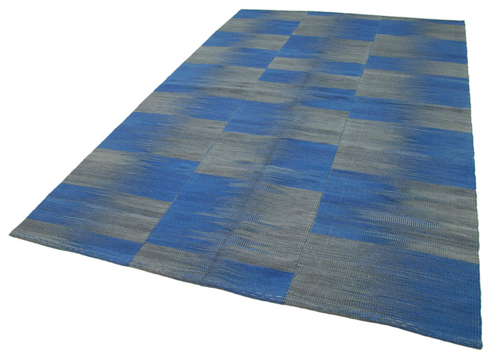 6x11 Blue Contemporary Kilim Rug - 21957