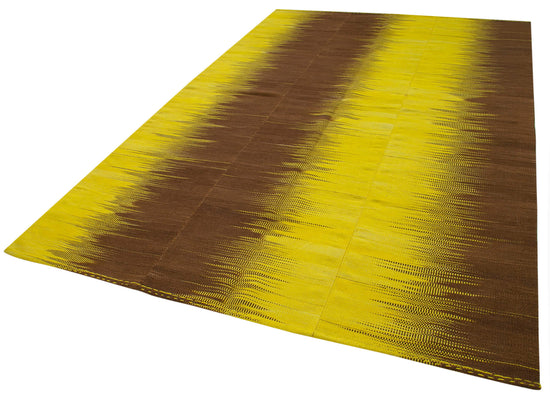 7x10 Yellow Contemporary Kilim Rug - 21968