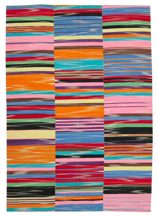 7x10 Multicolor Contemporary Kilim Rug - 21971