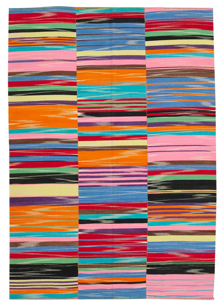 7x10 Multicolor Contemporary Kilim Rug - 21971