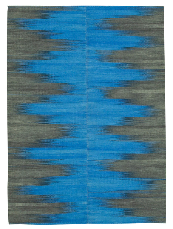 7x9 Blue Contemporary Kilim Rug - 21974