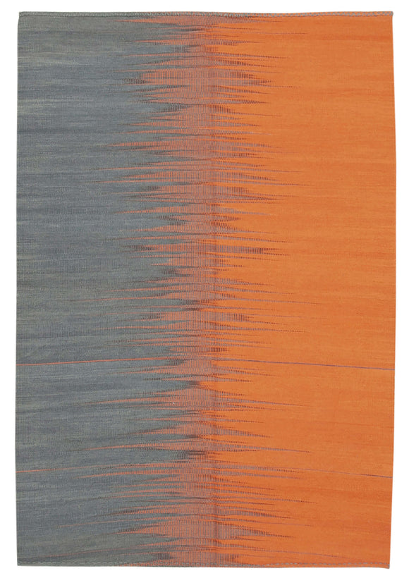 6x9 Orange Contemporary Kilim Rug - 21980