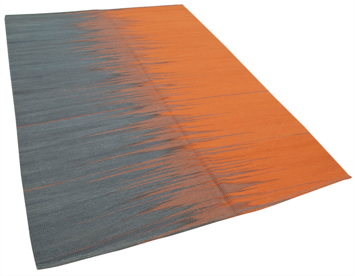 6x9 Orange Contemporary Kilim Rug - 21980