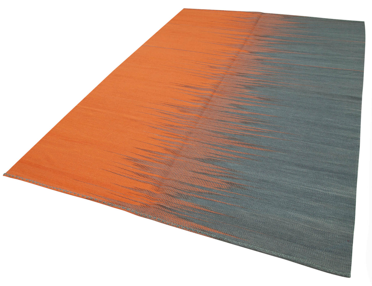 6x9 Orange Contemporary Kilim Rug - 21980