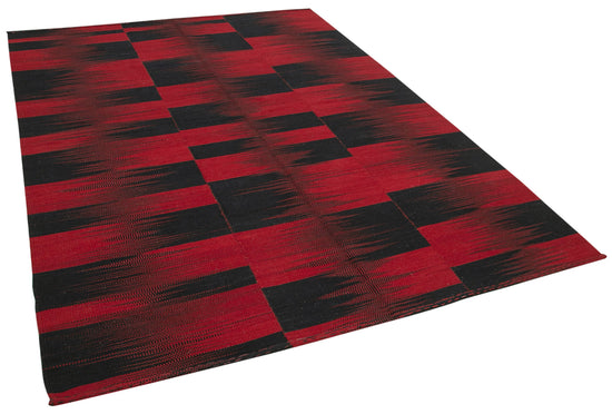 7x9 Red Contemporary Kilim Rug - 21982