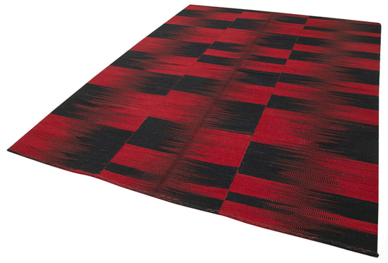 7x9 Red Contemporary Kilim Rug - 21982
