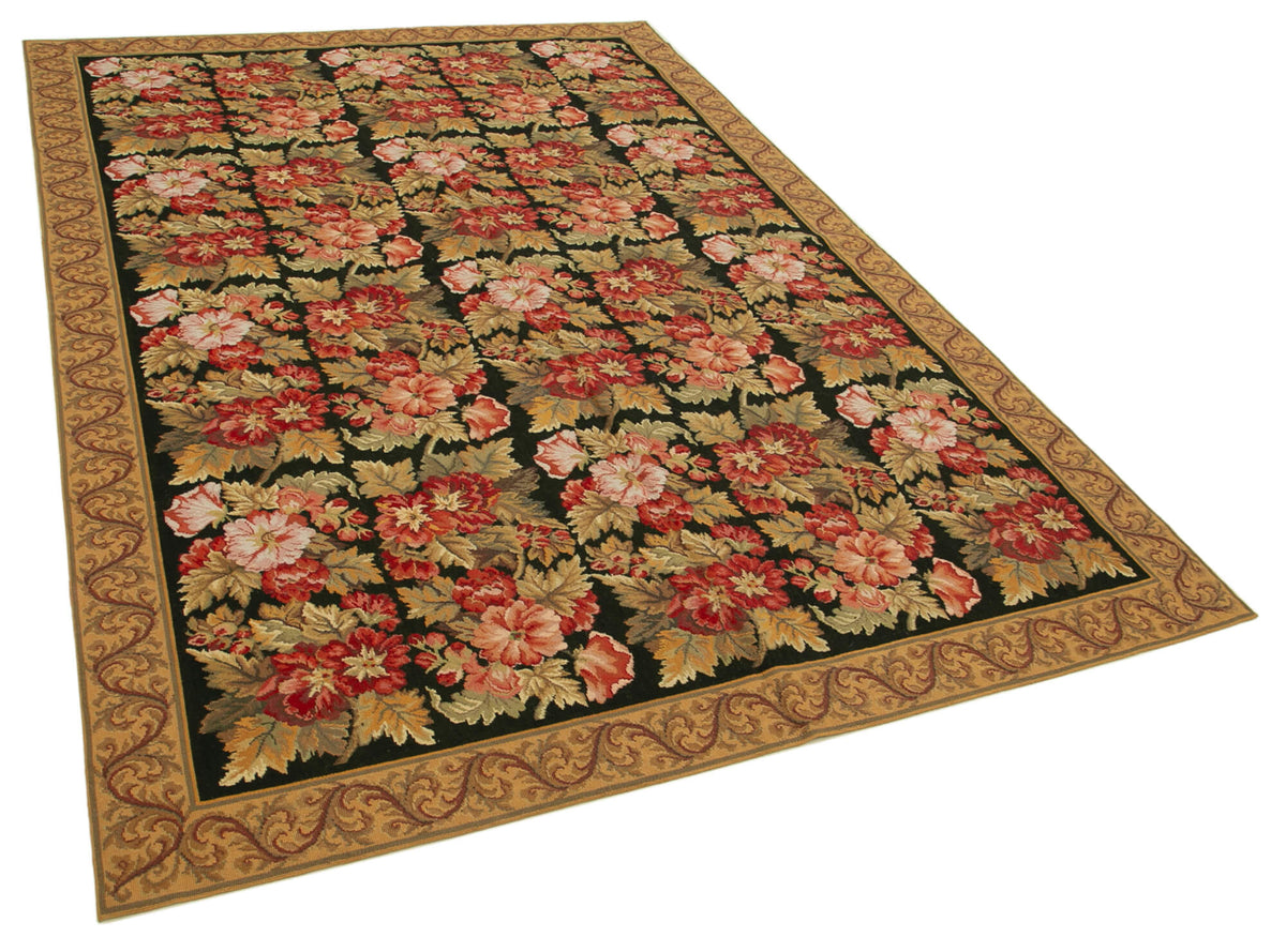 6x9 Brown Needlepoint Kilim Rug - 21993