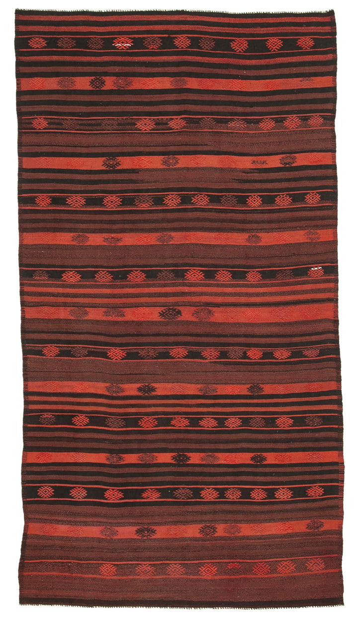 6x11 Orange Vintage Turkish Kilim Rug - 22021