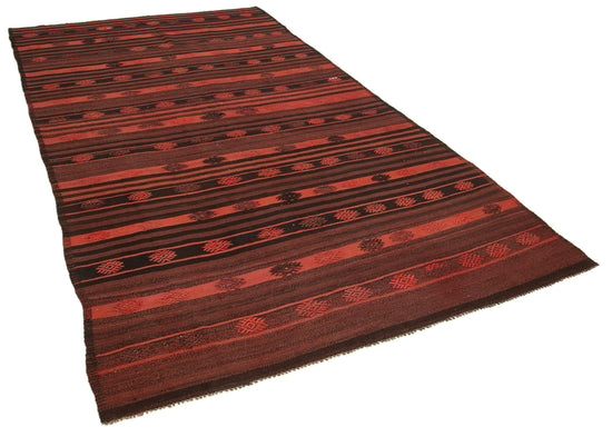 6x11 Orange Vintage Turkish Kilim Rug - 22021