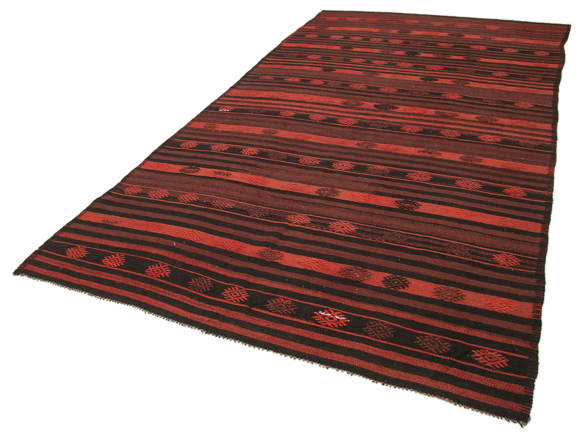 6x11 Orange Vintage Turkish Kilim Rug - 22021