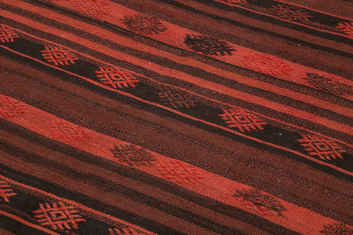 6x11 Orange Vintage Turkish Kilim Rug - 22021