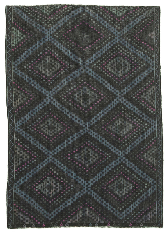7x10 Blue Vintage Turkish Kilim Rug - 22022