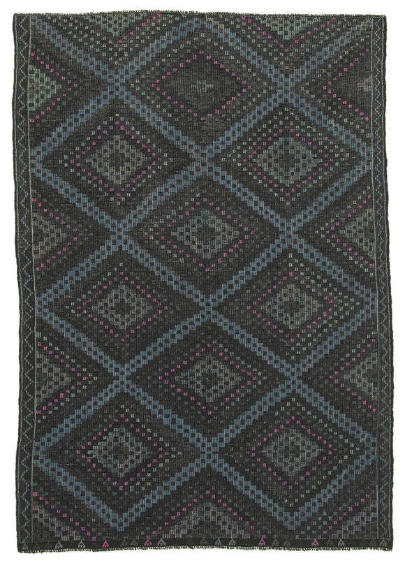 7x10 Blue Vintage Turkish Kilim Rug - 22022