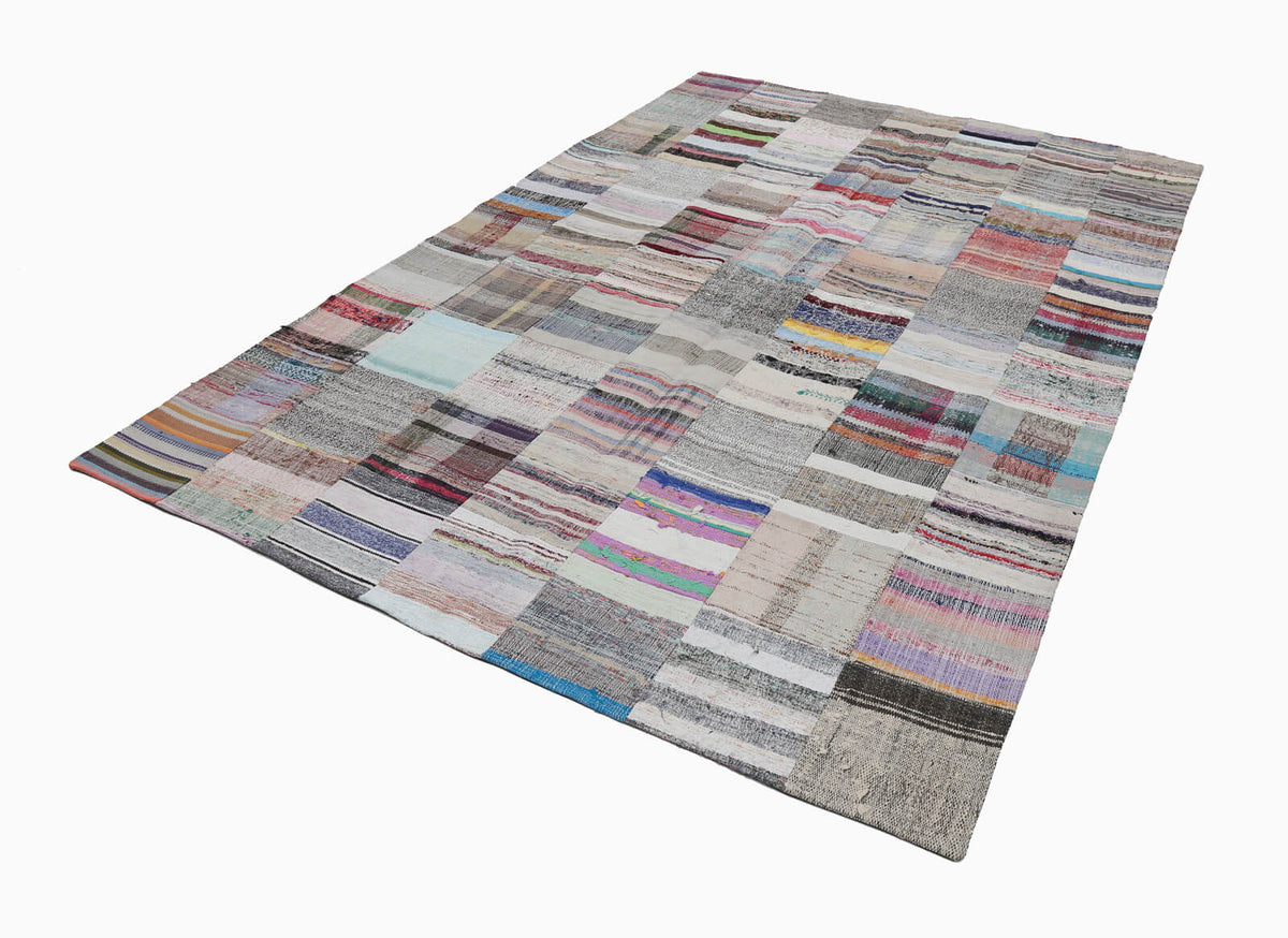 7x10 Beige Kilim Patchwork Rug - 22040