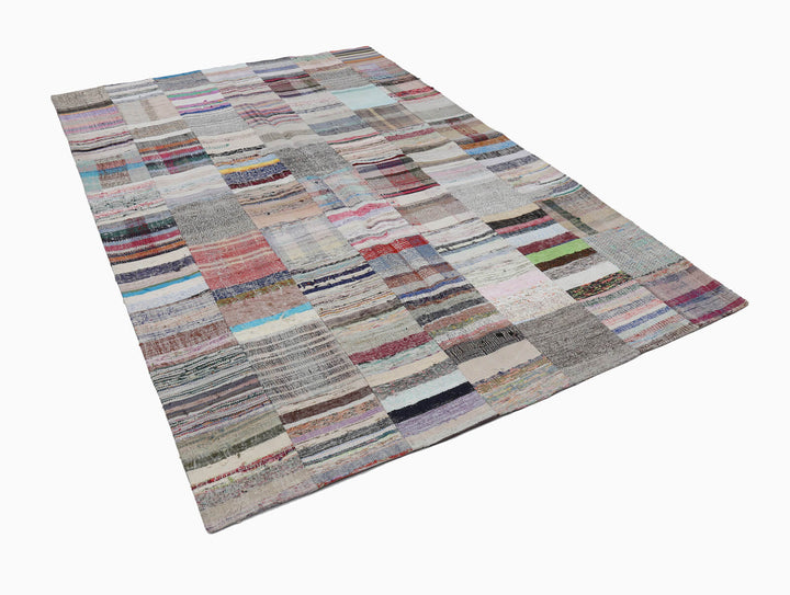 7x10 Beige Kilim Patchwork Rug - 22040