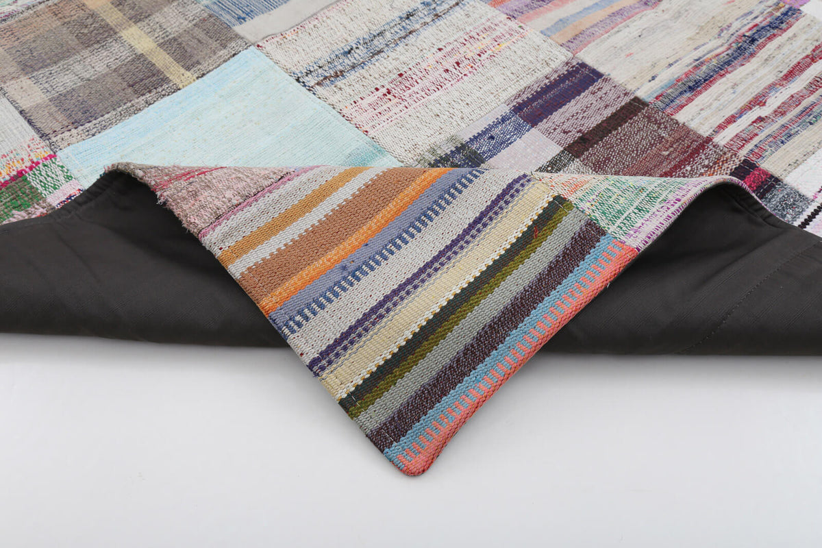 7x10 Beige Kilim Patchwork Rug - 22040