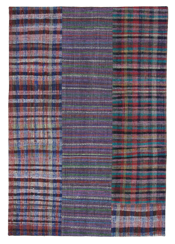 7x10 Purple Kilim Patchwork Rug - 22041