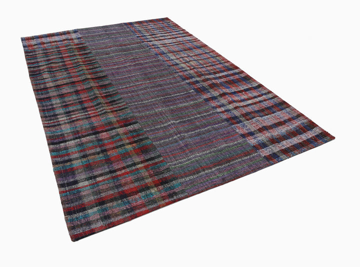 7x10 Purple Kilim Patchwork Rug - 22041