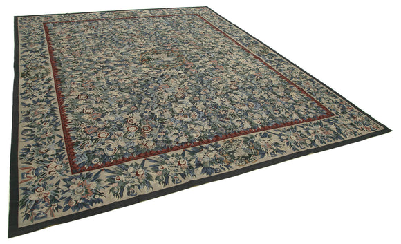 12x15 Beige Needlepoint Kilim Rug - 22046