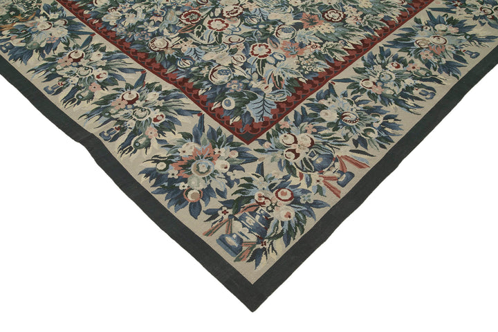 12x15 Beige Needlepoint Kilim Rug - 22046