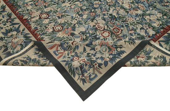 12x15 Beige Needlepoint Kilim Rug - 22046