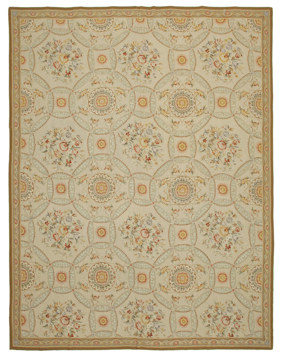 11x15 Beige Needlepoint Kilim Rug - 22052