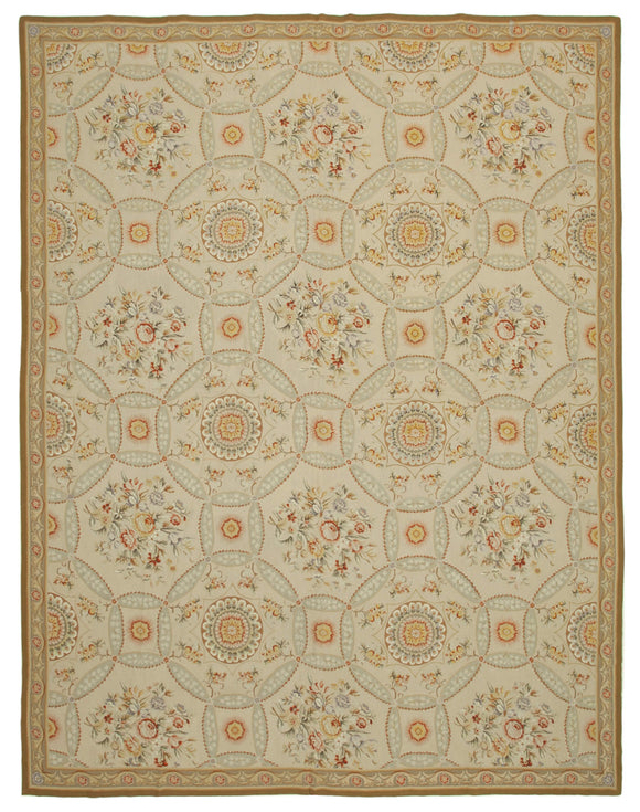 11x15 Beige Needlepoint Kilim Rug - 22052