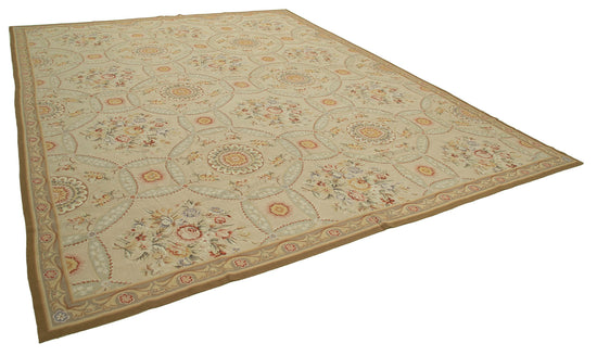 11x15 Beige Needlepoint Kilim Rug - 22052