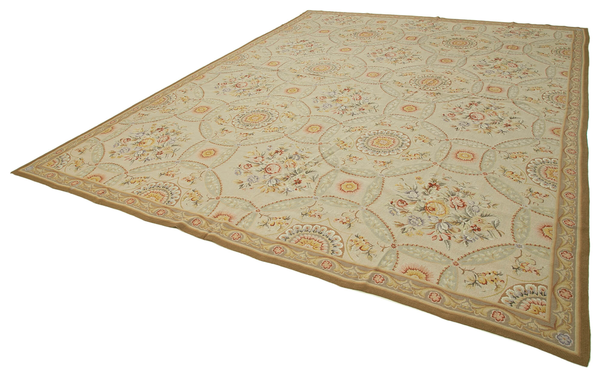 11x15 Beige Needlepoint Kilim Rug - 22052
