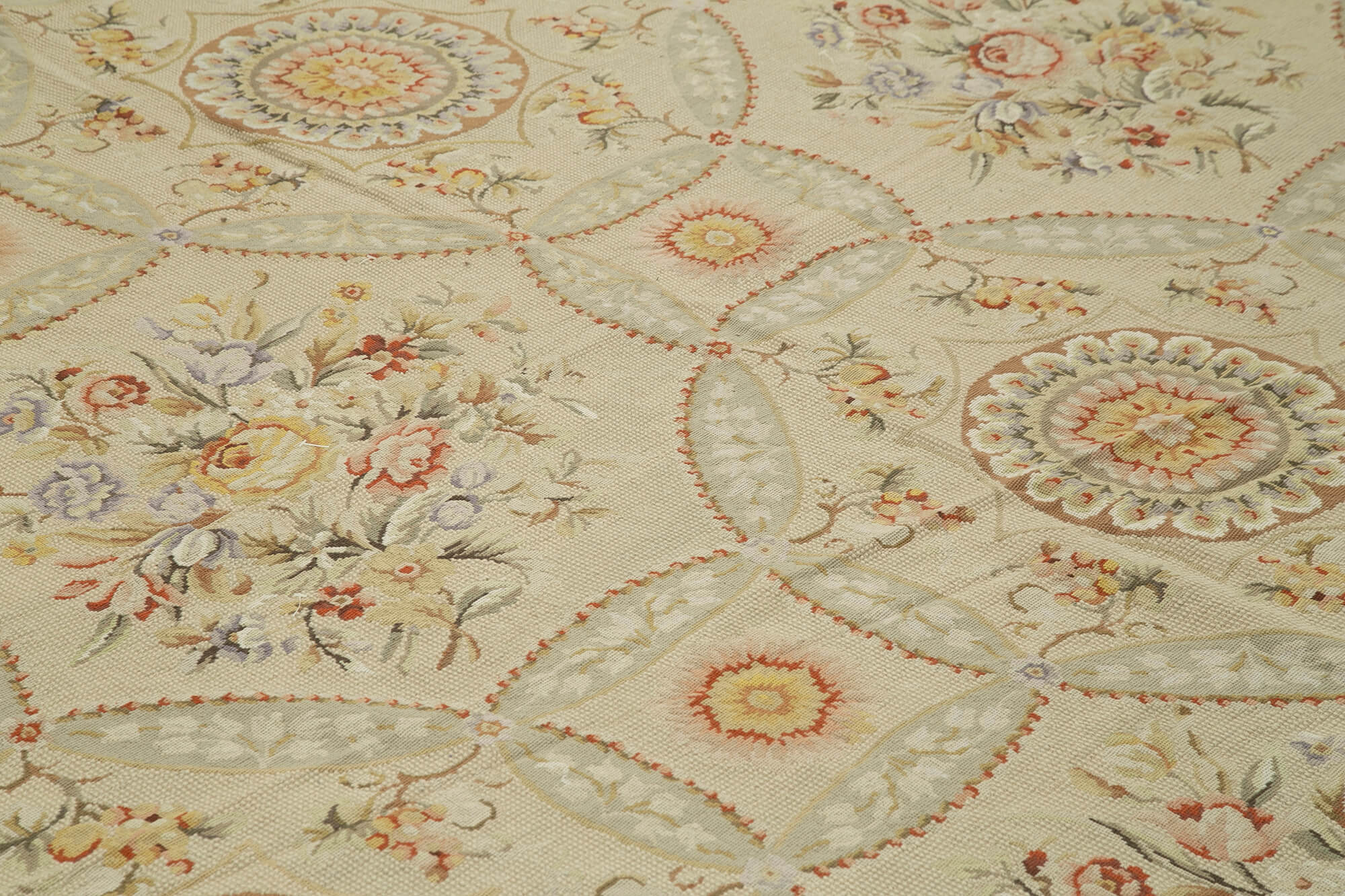 11x15 Beige Needlepoint Kilim Rug - 22052