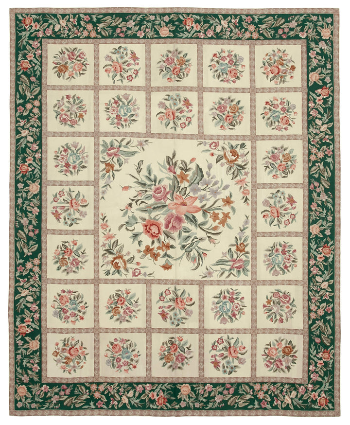 8x10 Beige Needlepoint Kilim Rug - 22056