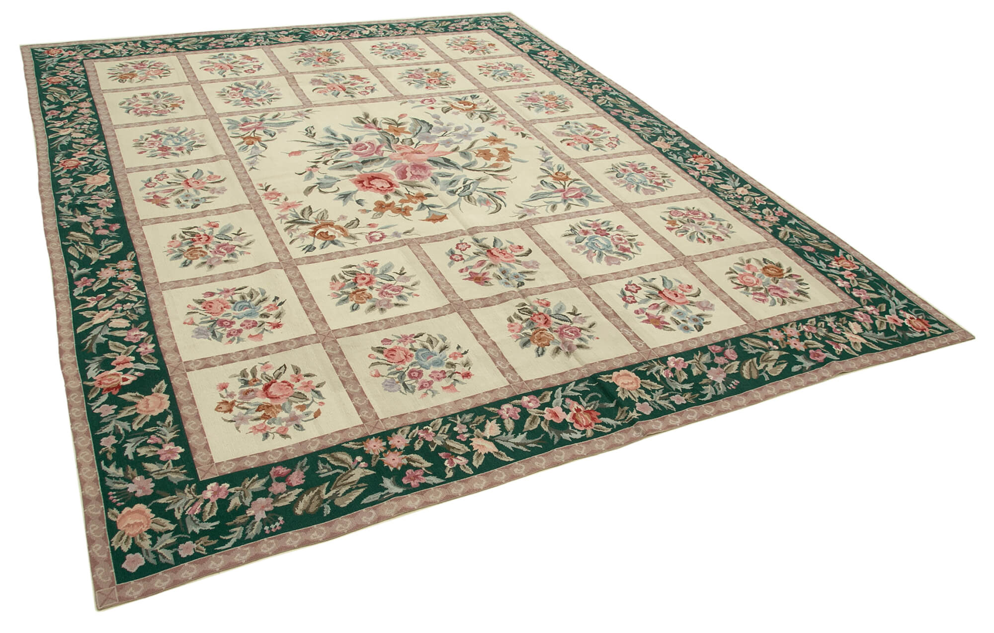 8x10 Beige Needlepoint Kilim Rug - 22056