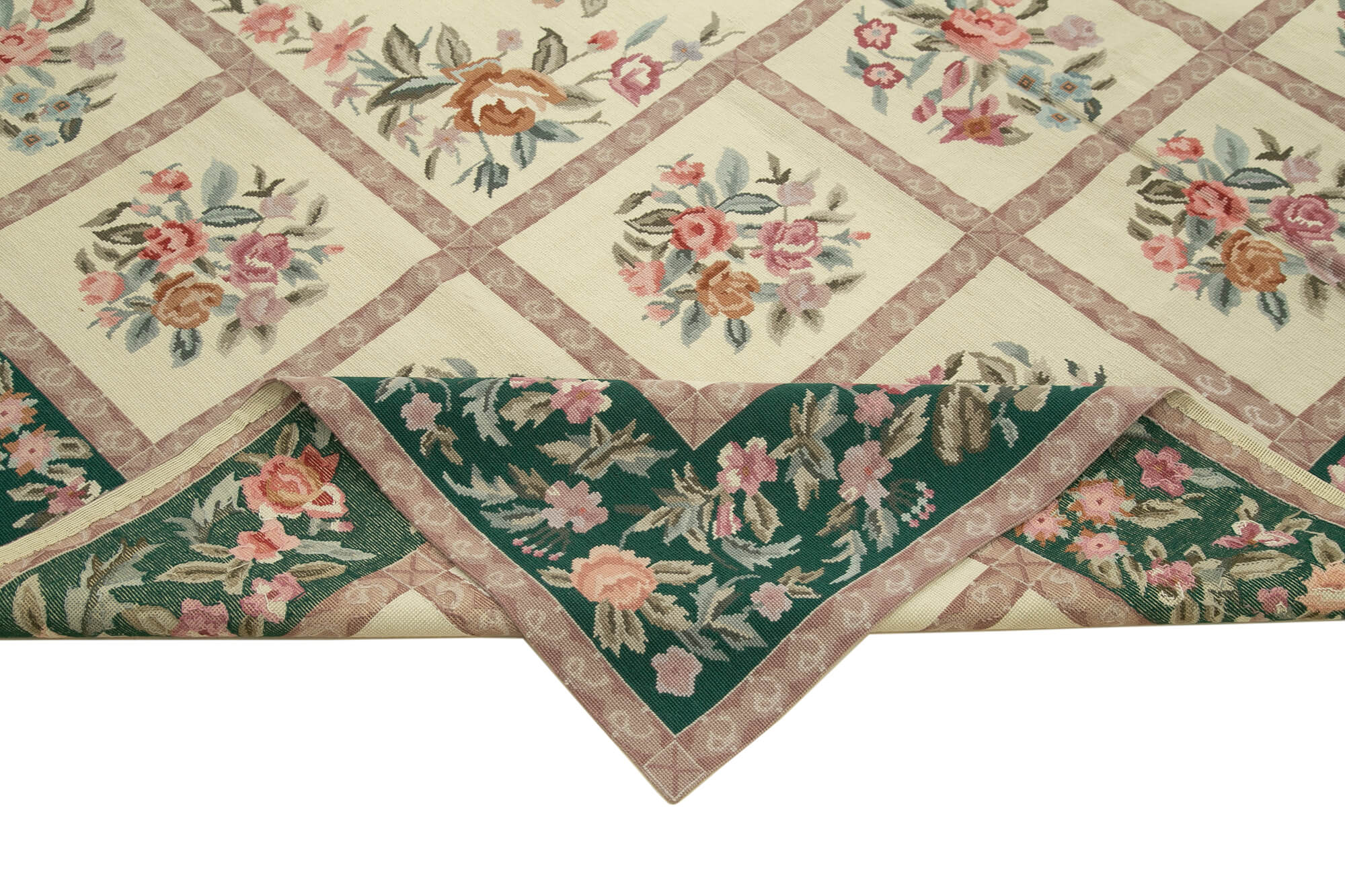 8x10 Beige Needlepoint Kilim Rug - 22056