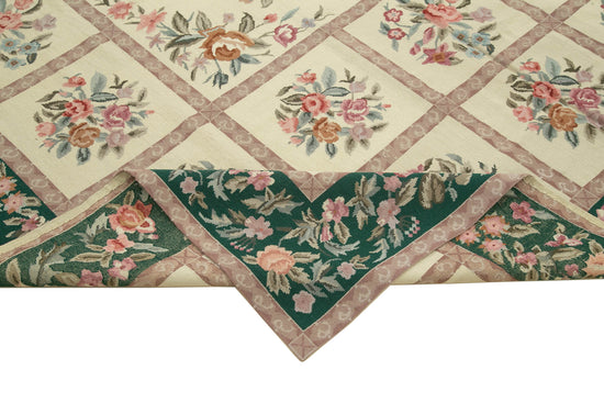 8x10 Beige Needlepoint Kilim Rug - 22056