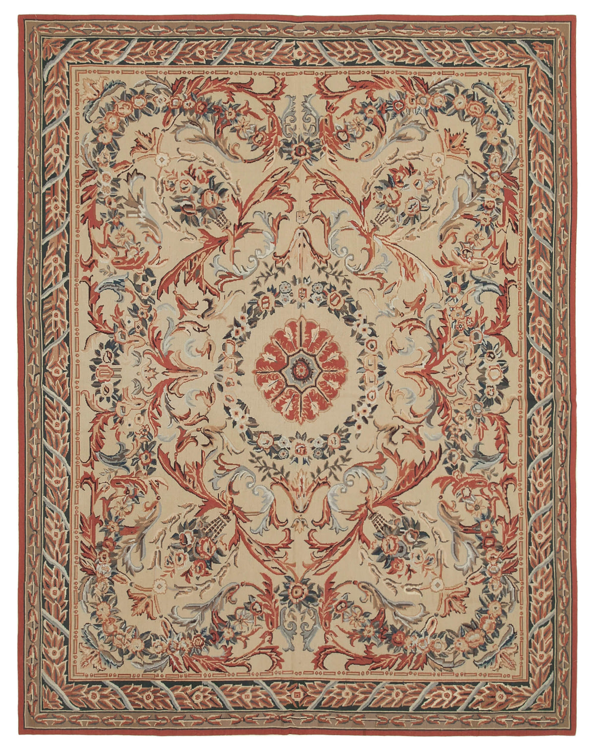 8x10 Beige Needlepoint Kilim Rug - 22059